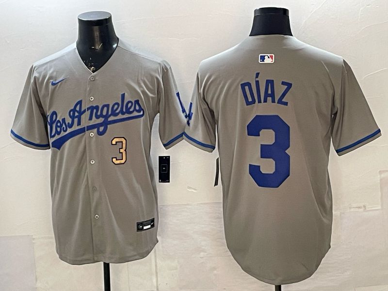 Men 2026 Los Angeles Dodgers #3 Diaz Grey Game Nike MLB Jersey style 0054